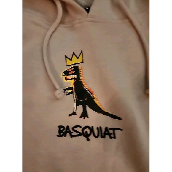 Unbranded Other - Jean-Michel Basqiat Hoodie T-Rex Tan Graphic Sweatshirt  XS Dinosaur